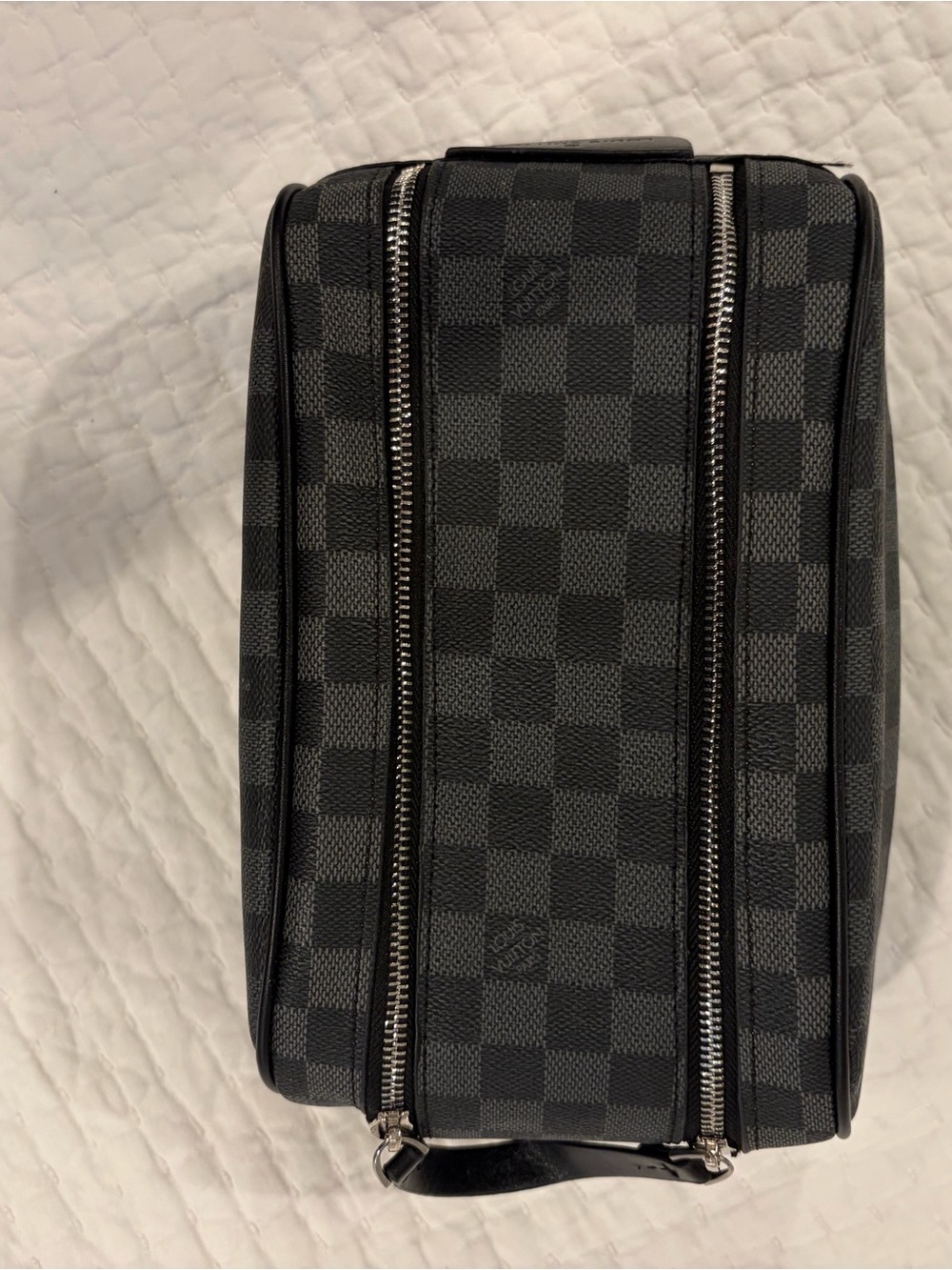 Designer-Style Black Checkered Duffel Bag with Removable Strap - Picture 5 of 8